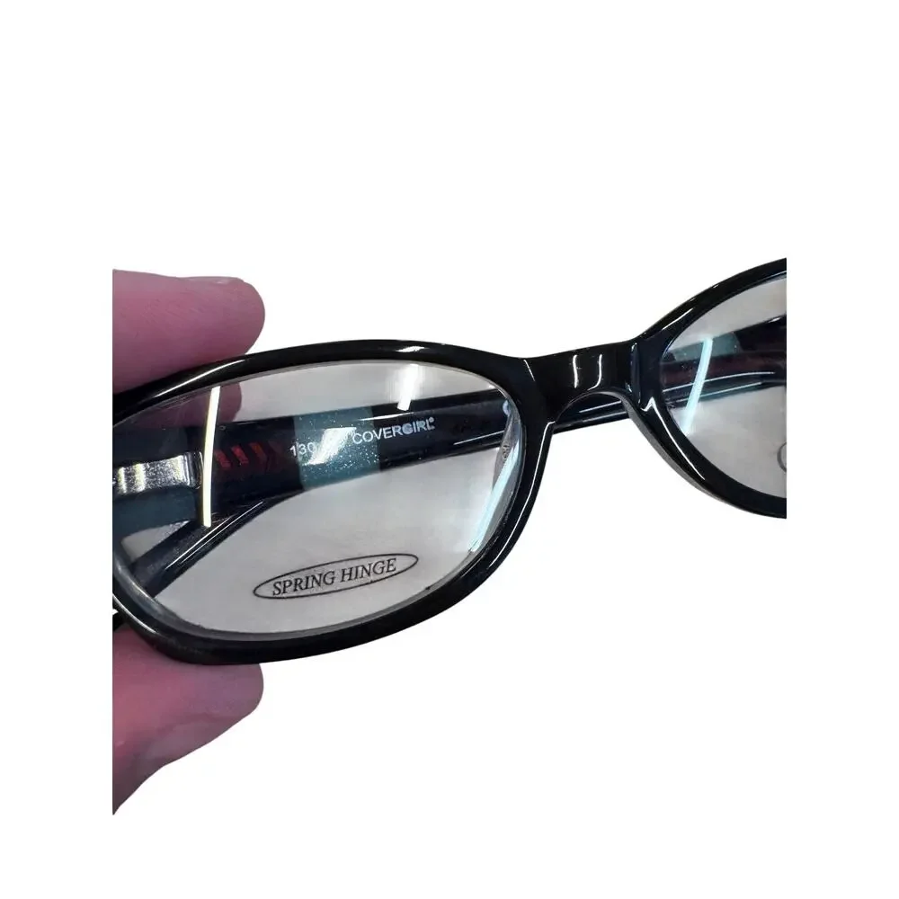 NEW Deadstock Y2k Covergirl black and blue striped rectangle Glasses